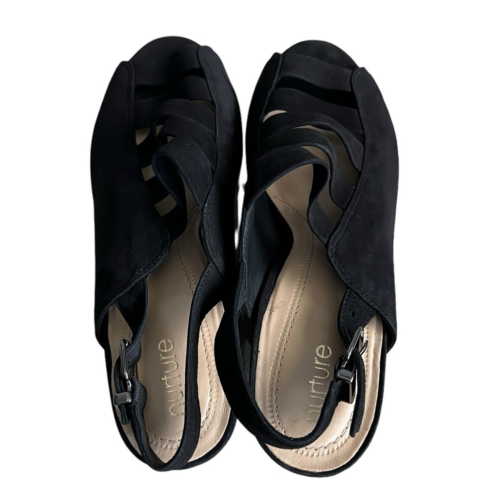 Nurture Women Black Slingback 2.5" Heel Caged Shoes Office Casual 8.5M - Picture 3 of 9